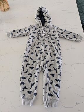 GAP Baby Grey and Navy Hooded Zip One-Piece